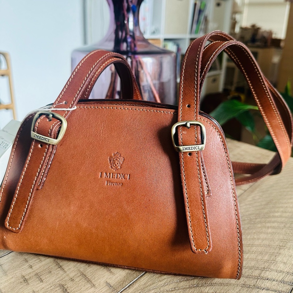 I Medici cognac leather bag with buckle strap